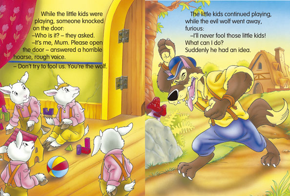 Páginas libro infantil The Wold and the Seven Little Kids, Libros ingles
