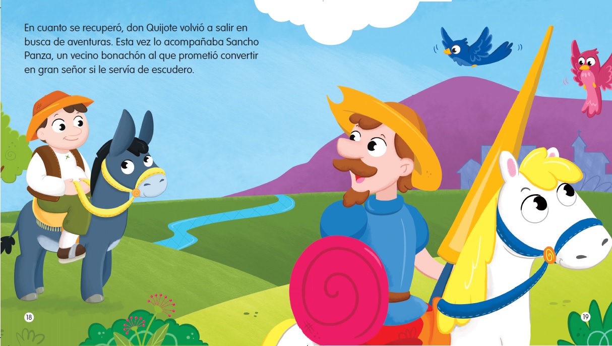 Páginas libro infantil Don Quijote de la Mancha, libros para iniciarse en la lectura, libros lectura, libros lectura primaria, libros de lectura juvenil, libros lectura infantil, libros para niños de 10 años, libros de lectura fácil